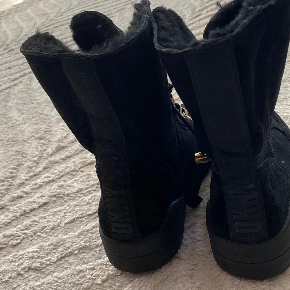 DKNY Black Winter Boots with Gold Accents